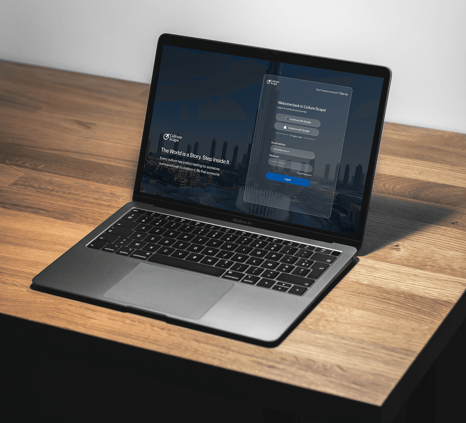 Culture Scape Website on Laptop